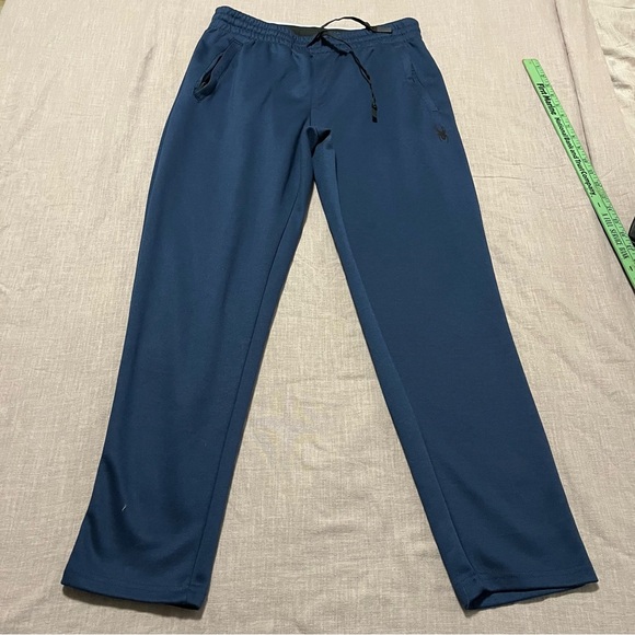 Spyder Men's Deep Blue Sweatpants Size Medium Zipper Pockets Sport Streetwear - Picture 2 of 7